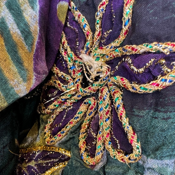 Jane Ashley | VTG Jewel Tone Fall Floral Puff Paint Bomber Oversized Coat Jacket - Picture 14 of 16